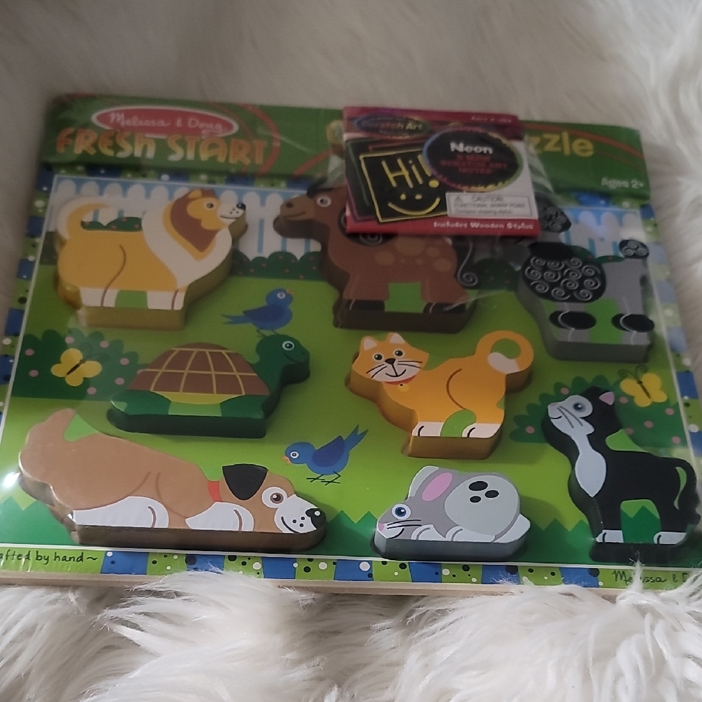 Melissa & Doug Fresh Start Pets Puzzle - Green and Multicolor